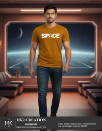 MENS WEAR 100% COTTON ROUND NECK T-SHIRT-185 GSM  "SPACE"