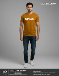 MENS WEAR 100% COTTON ROUND NECK T-SHIRT-185 GSM  "SPACE"
