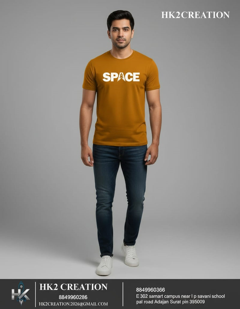 MENS WEAR 100% COTTON ROUND NECK T-SHIRT-185 GSM  "SPACE"