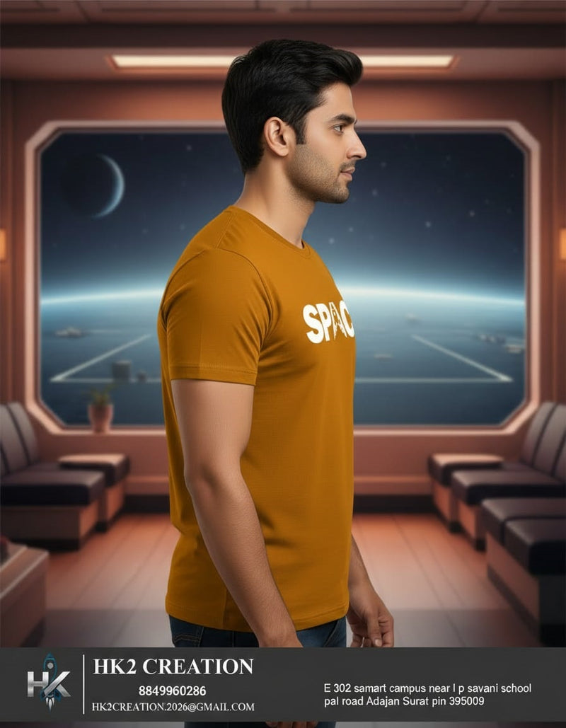 MENS WEAR 100% COTTON ROUND NECK T-SHIRT-185 GSM  "SPACE"