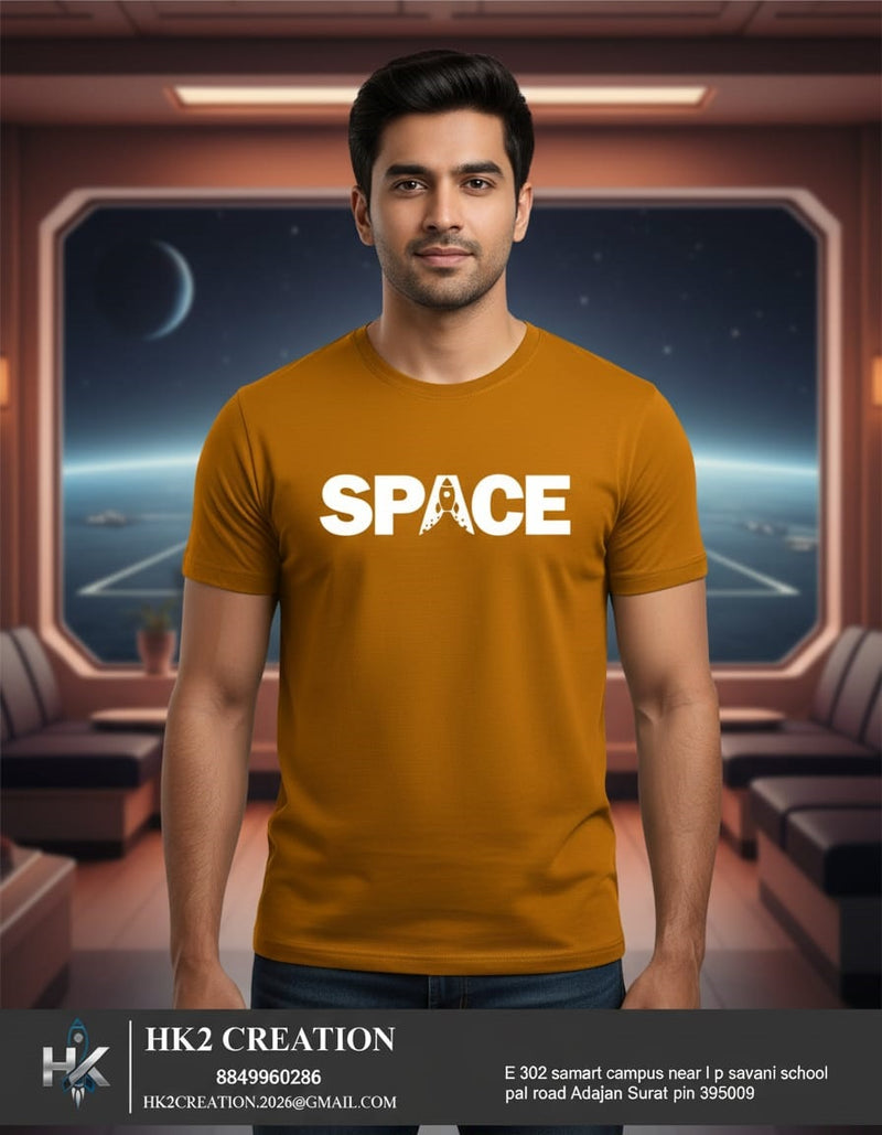 MENS WEAR 100% COTTON ROUND NECK T-SHIRT-185 GSM  "SPACE"