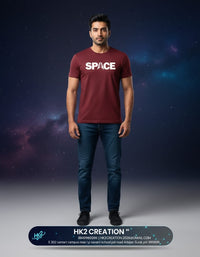 MENS WEAR 100% COTTON ROUND NECK T-SHIRT-185 GSM  "SPACE"