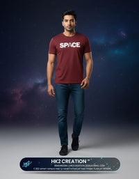MENS WEAR 100% COTTON ROUND NECK T-SHIRT-185 GSM  "SPACE"