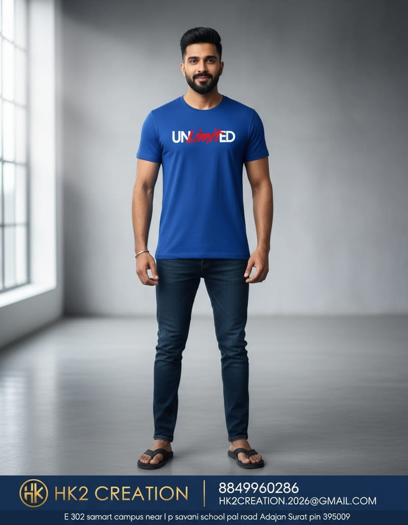 MENS WEAR 100% COTTON ROUND NECK T-SHIRT-185 GSM  "INVISIBLE"