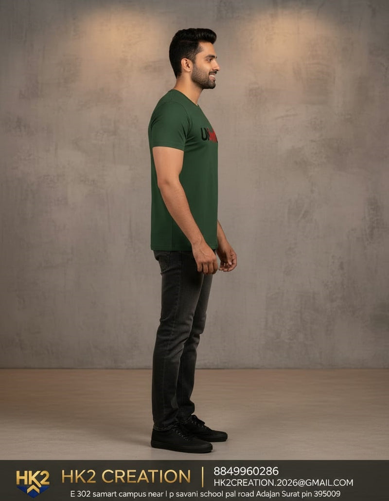 MENS WEAR 100% COTTON ROUND NECK T-SHIRT-185 GSM  "UNLIMITED"