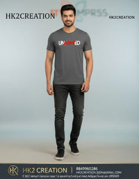 MENS WEAR 100% COTTON ROUND NECK T-SHIRT-185 GSM  "UNLIMITED"