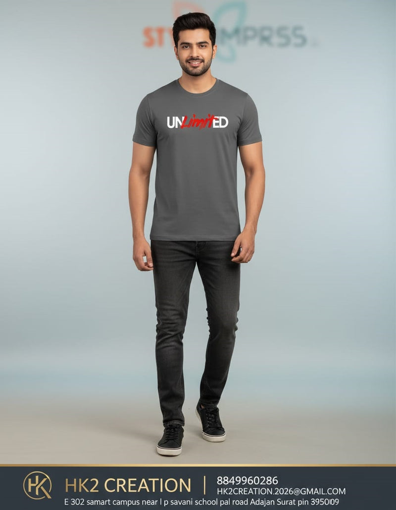 MENS WEAR 100% COTTON ROUND NECK T-SHIRT-185 GSM  "INVISIBLE"