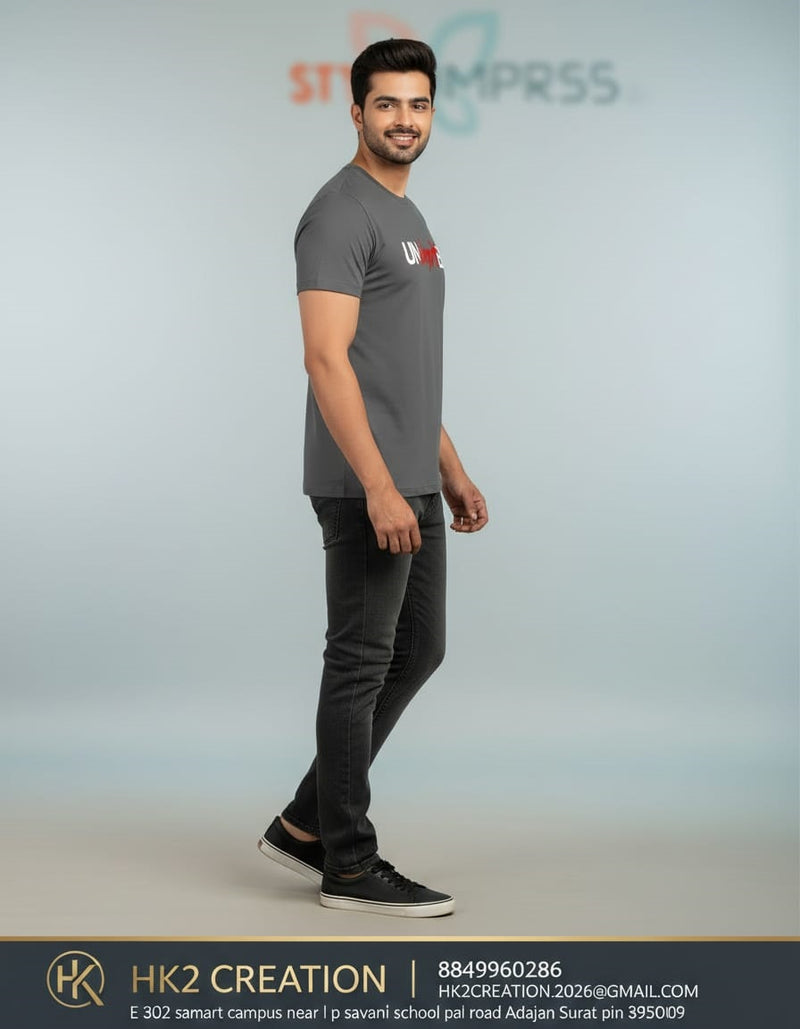 MENS WEAR 100% COTTON ROUND NECK T-SHIRT-185 GSM  "INVISIBLE"