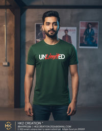 MENS WEAR 100% COTTON ROUND NECK T-SHIRT-185 GSM  "UNLIMITED"