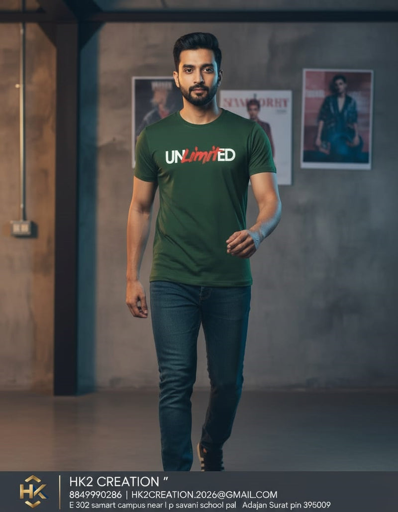 MENS WEAR 100% COTTON ROUND NECK T-SHIRT-185 GSM  "INVISIBLE"