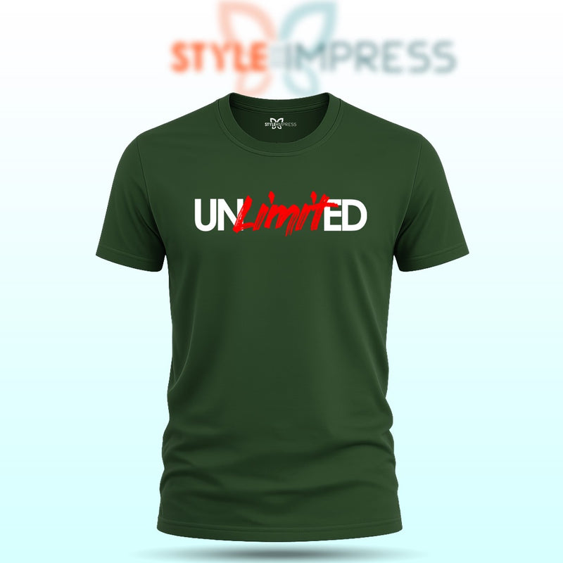 MENS WEAR 100% COTTON ROUND NECK T-SHIRT-185 GSM  "UNLIMITED"