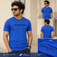 MENS WEAR 100% COTTON ROUND NECK T-SHIRT-185 GSM  "CONFUSED"