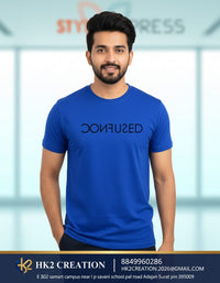 MENS WEAR 100% COTTON ROUND NECK T-SHIRT-185 GSM  "CONFUSED"