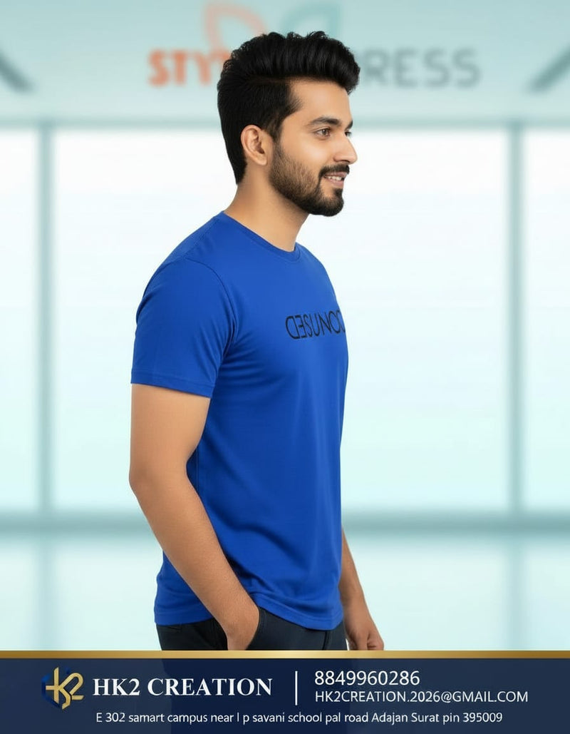 MENS WEAR 100% COTTON ROUND NECK T-SHIRT-185 GSM  "CONFUSED"