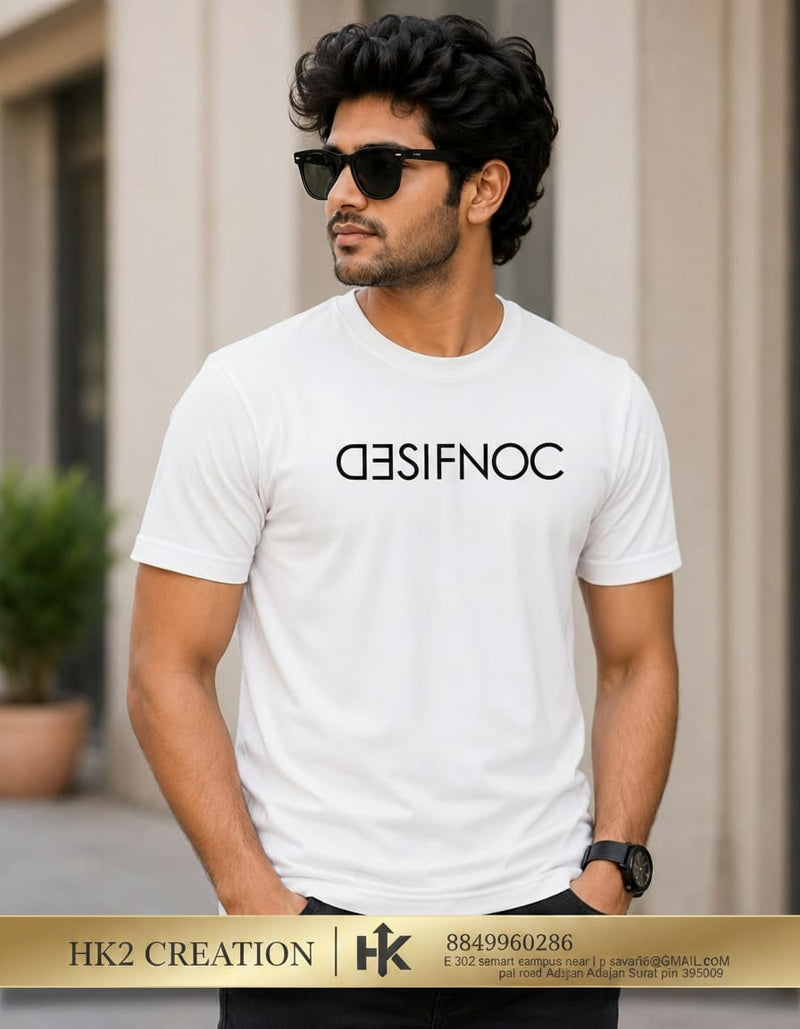 MENS WEAR 100% COTTON ROUND NECK T-SHIRT-185 GSM  "CONFUSED"