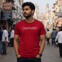 MENS WEAR 100% COTTON ROUND NECK T-SHIRT-185 GSM  "CONFUSED"