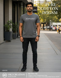 MENS WEAR 100% COTTON ROUND NECK T-SHIRT-185 GSM  "CONFUSED"
