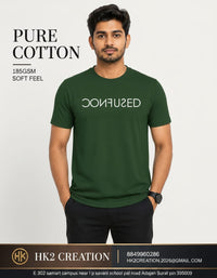 MENS WEAR 100% COTTON ROUND NECK T-SHIRT-185 GSM  "CONFUSED"