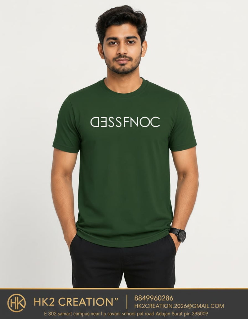 MENS WEAR 100% COTTON ROUND NECK T-SHIRT-185 GSM  "CONFUSED"