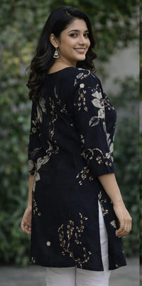 BLACK PRINTED ETHNIC TUNIC