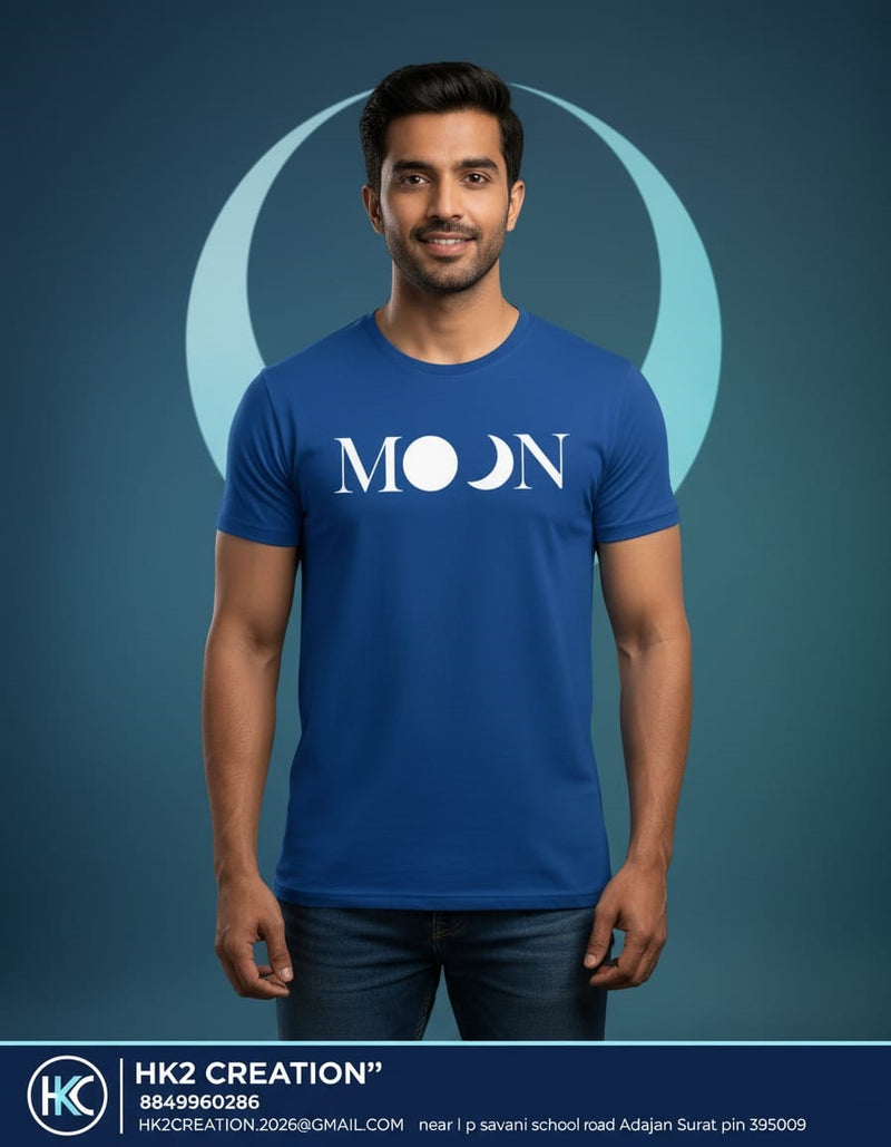MENS WEAR 100% COTTON ROUND NECK T-SHIRT-185 GSM  "MOON"