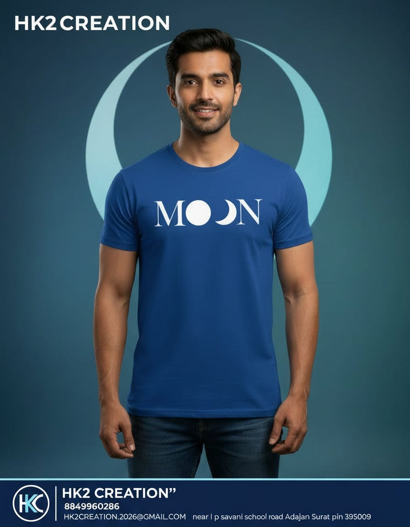 MENS WEAR 100% COTTON ROUND NECK T-SHIRT-185 GSM  "MOON"