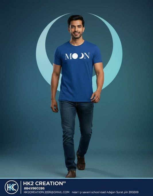 MENS WEAR 100% COTTON ROUND NECK T-SHIRT-185 GSM  "MOON"