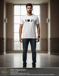 MENS WEAR 100% COTTON ROUND NECK T-SHIRT-185 GSM  "MOON"
