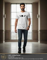 MENS WEAR 100% COTTON ROUND NECK T-SHIRT-185 GSM  "MOON"