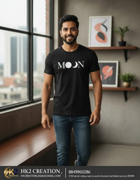 MENS WEAR 100% COTTON ROUND NECK T-SHIRT-185 GSM  "MOON"