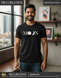 MENS WEAR 100% COTTON ROUND NECK T-SHIRT-185 GSM  "MOON"