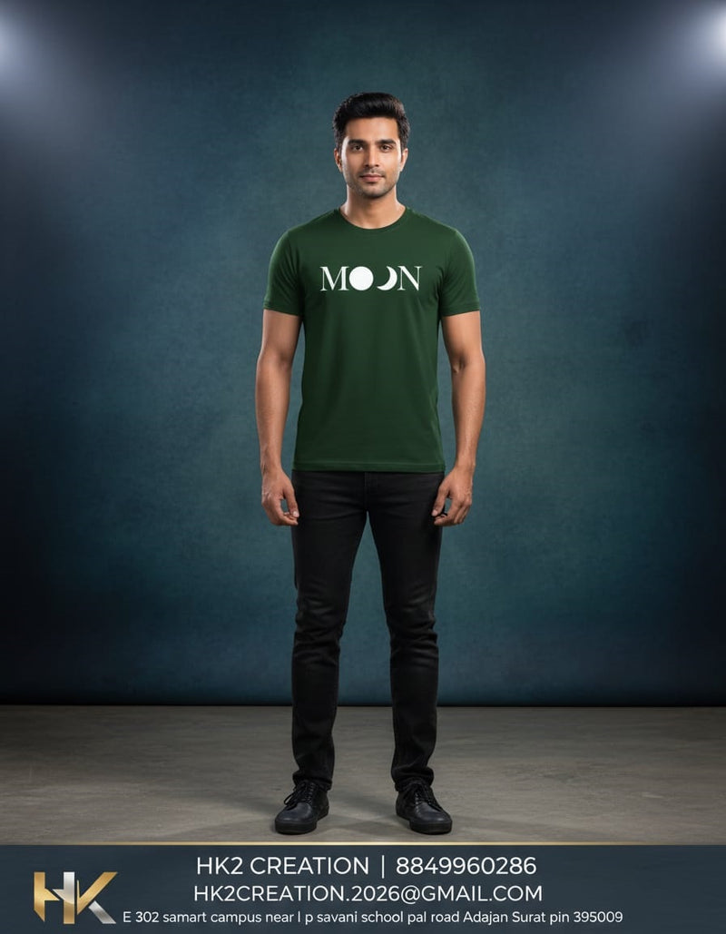 MENS WEAR 100% COTTON ROUND NECK T-SHIRT-185 GSM  "MOON"