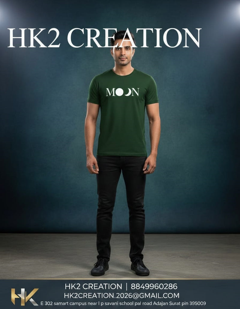 MENS WEAR 100% COTTON ROUND NECK T-SHIRT-185 GSM  "MOON"