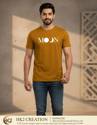 MENS WEAR 100% COTTON ROUND NECK T-SHIRT-185 GSM  "MOON"