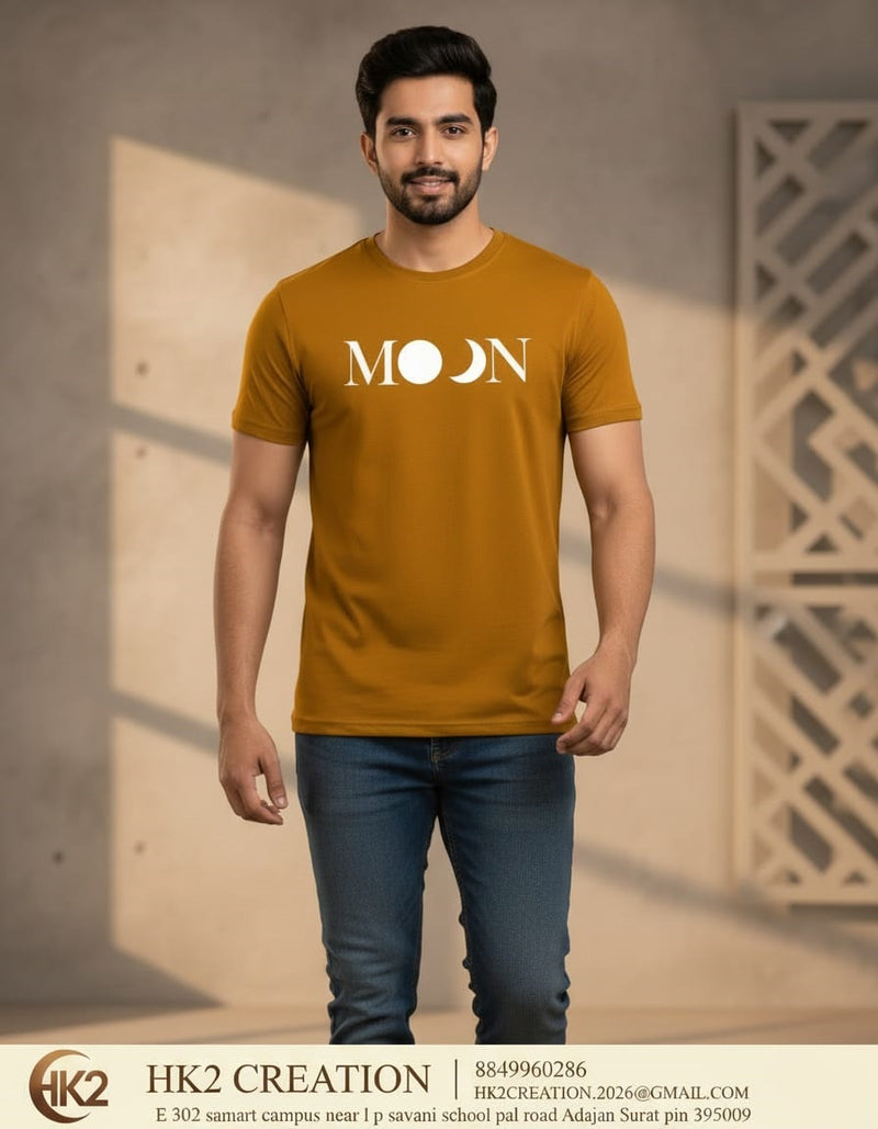 MENS WEAR 100% COTTON ROUND NECK T-SHIRT-185 GSM  "MOON"