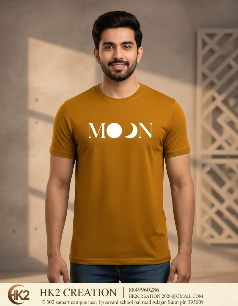 MENS WEAR 100% COTTON ROUND NECK T-SHIRT-185 GSM  "MOON"