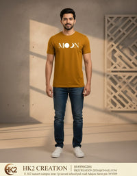 MENS WEAR 100% COTTON ROUND NECK T-SHIRT-185 GSM  "MOON"