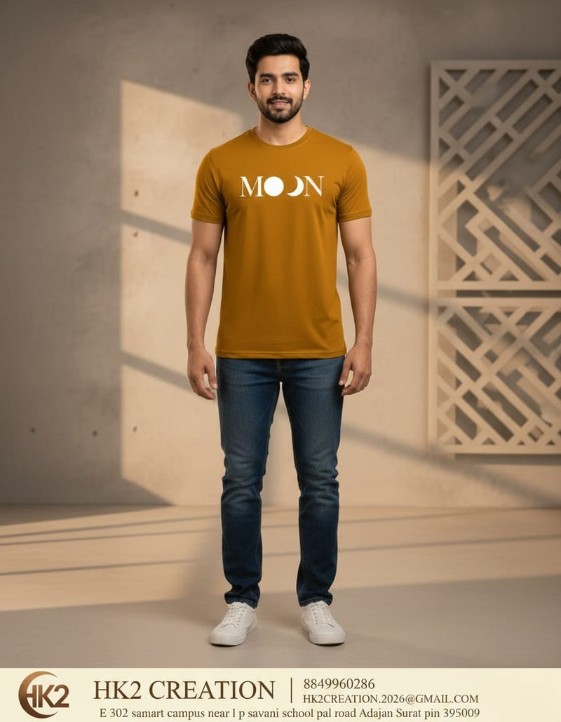 MENS WEAR 100% COTTON ROUND NECK T-SHIRT-185 GSM  "MOON"