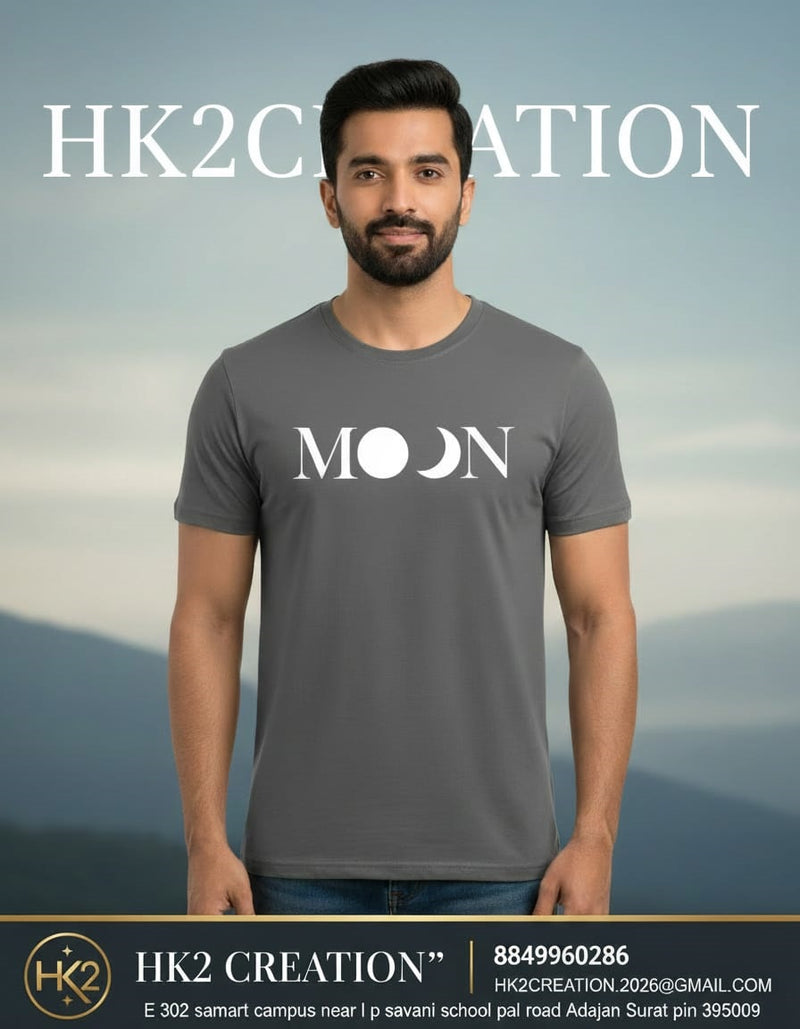 MENS WEAR 100% COTTON ROUND NECK T-SHIRT-185 GSM  "MOON"