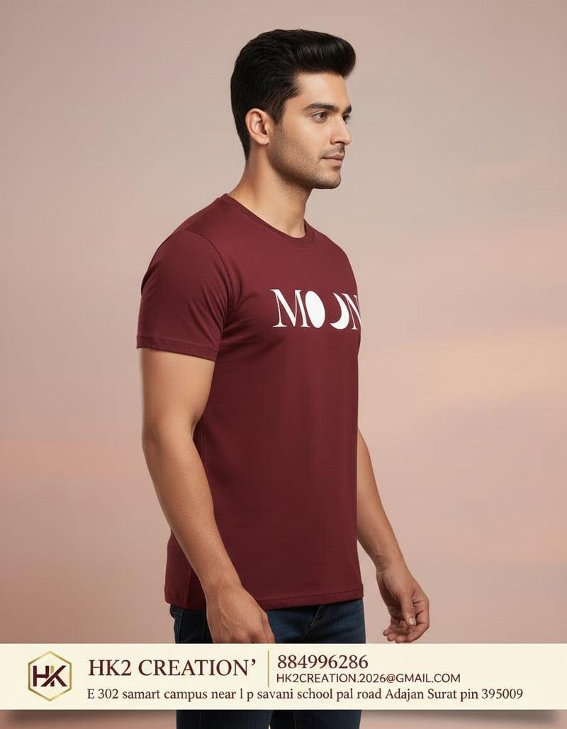 MENS WEAR 100% COTTON ROUND NECK T-SHIRT-185 GSM  "MOON"