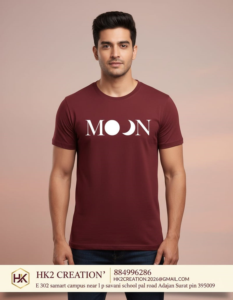 MENS WEAR 100% COTTON ROUND NECK T-SHIRT-185 GSM  "MOON"