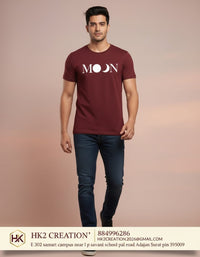 MENS WEAR 100% COTTON ROUND NECK T-SHIRT-185 GSM  "MOON"