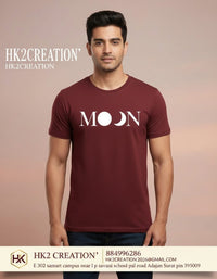 MENS WEAR 100% COTTON ROUND NECK T-SHIRT-185 GSM  "MOON"